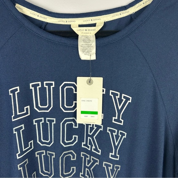 Lucky Brand Logo Casual Navy Long Sleeves Tee Size L - Picture 2 of 8